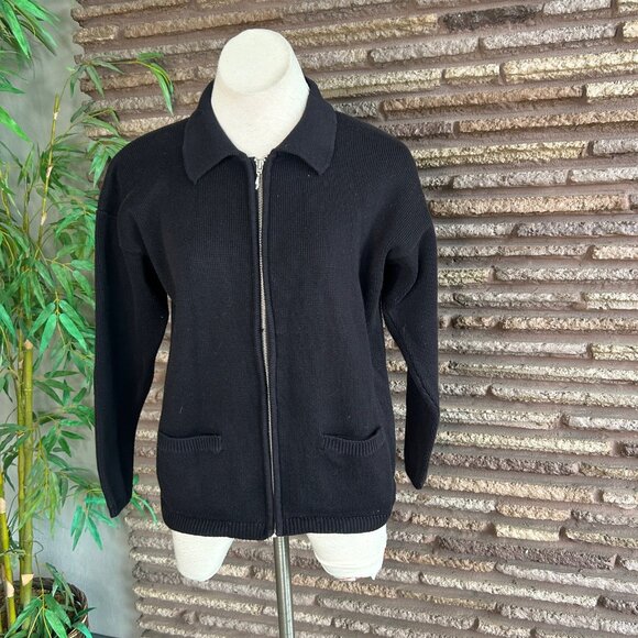 Vintage GAP Black Full Zip Chunky Knit Cardigan Sweater Size Small - Picture 8 of 8